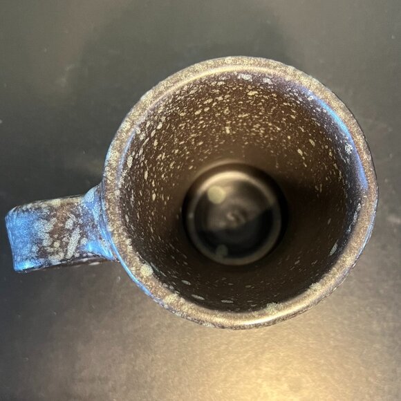 Handcrafted Tapered Pottery Mug in Charcoal Gray w/ Gray Spatters ~ Splatterware - Picture 7 of 10